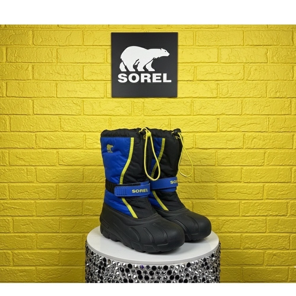 🤑Sorel Flurry💙💛💙 Winter  waterproof snow& rain‎ Boots  7.5 /kid 6